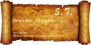 Sneider Tivadar névjegykártya